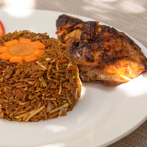 Mongolian rice and chicken, from the Kamadhoo Inn restaurant.